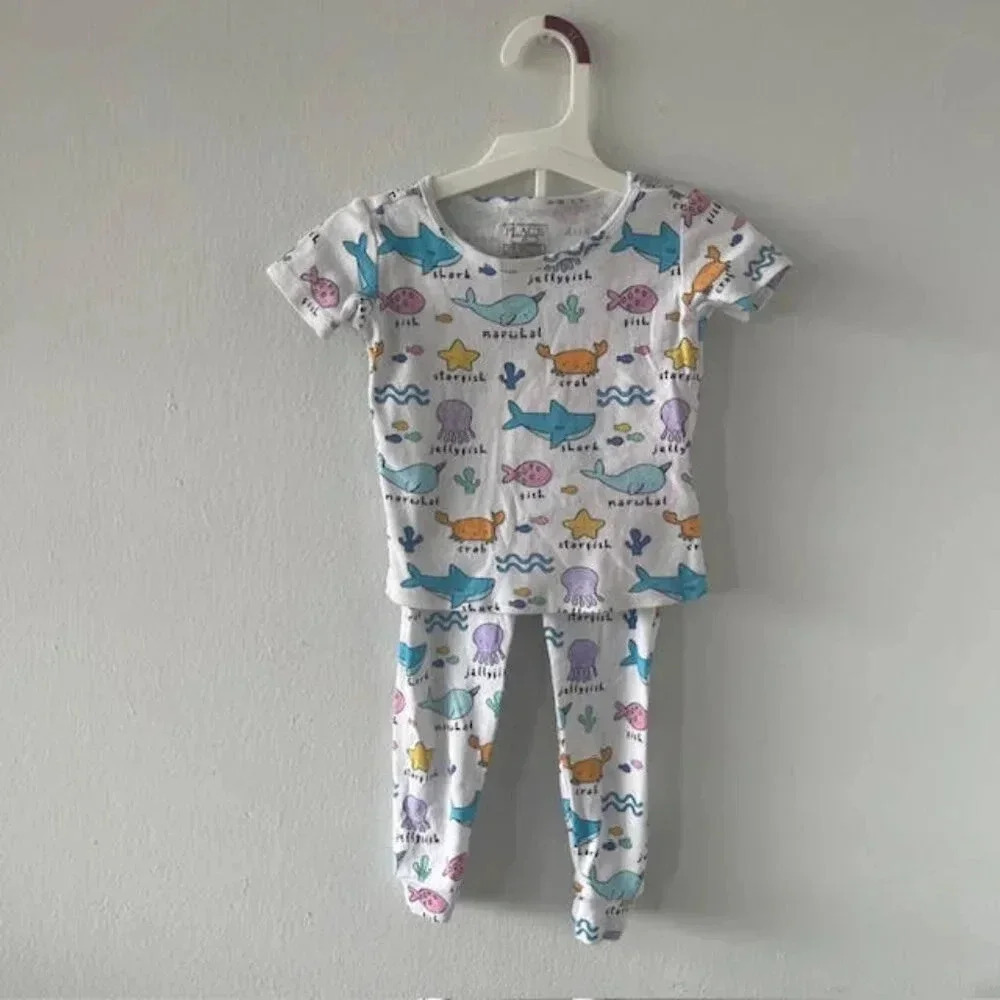 Children's Place Toddler Girls Sea Creature Snug Fit Cotton Pajamas, Size 2T